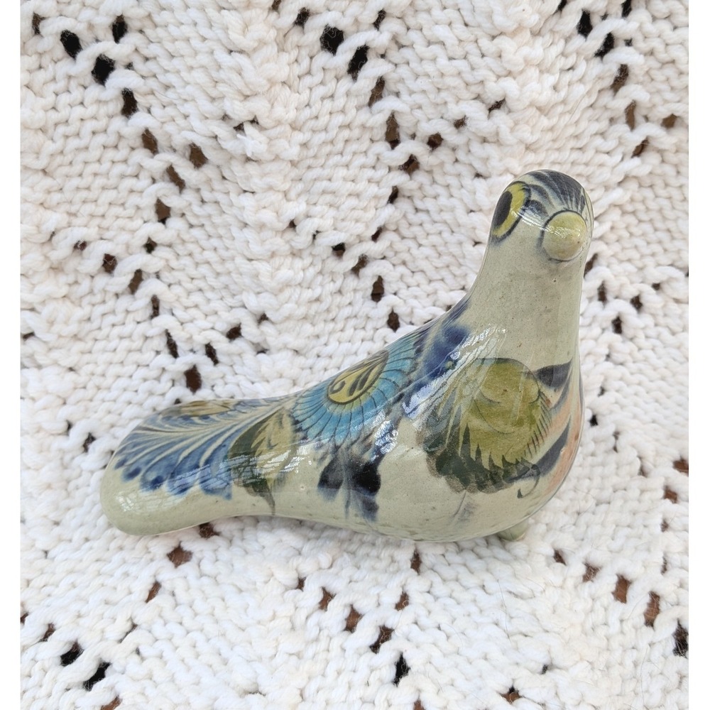 El Palomar Tonala Mexican Pottery Bird Figurine Hand Painted 6.5"